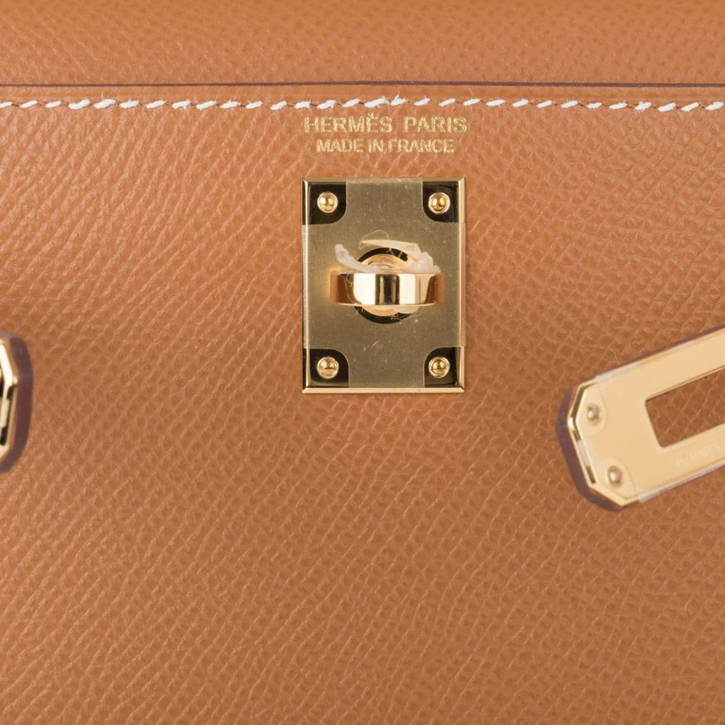 Mini Kelly 20 Bag Sellier Gold Epsom Leather with Gold Hardware