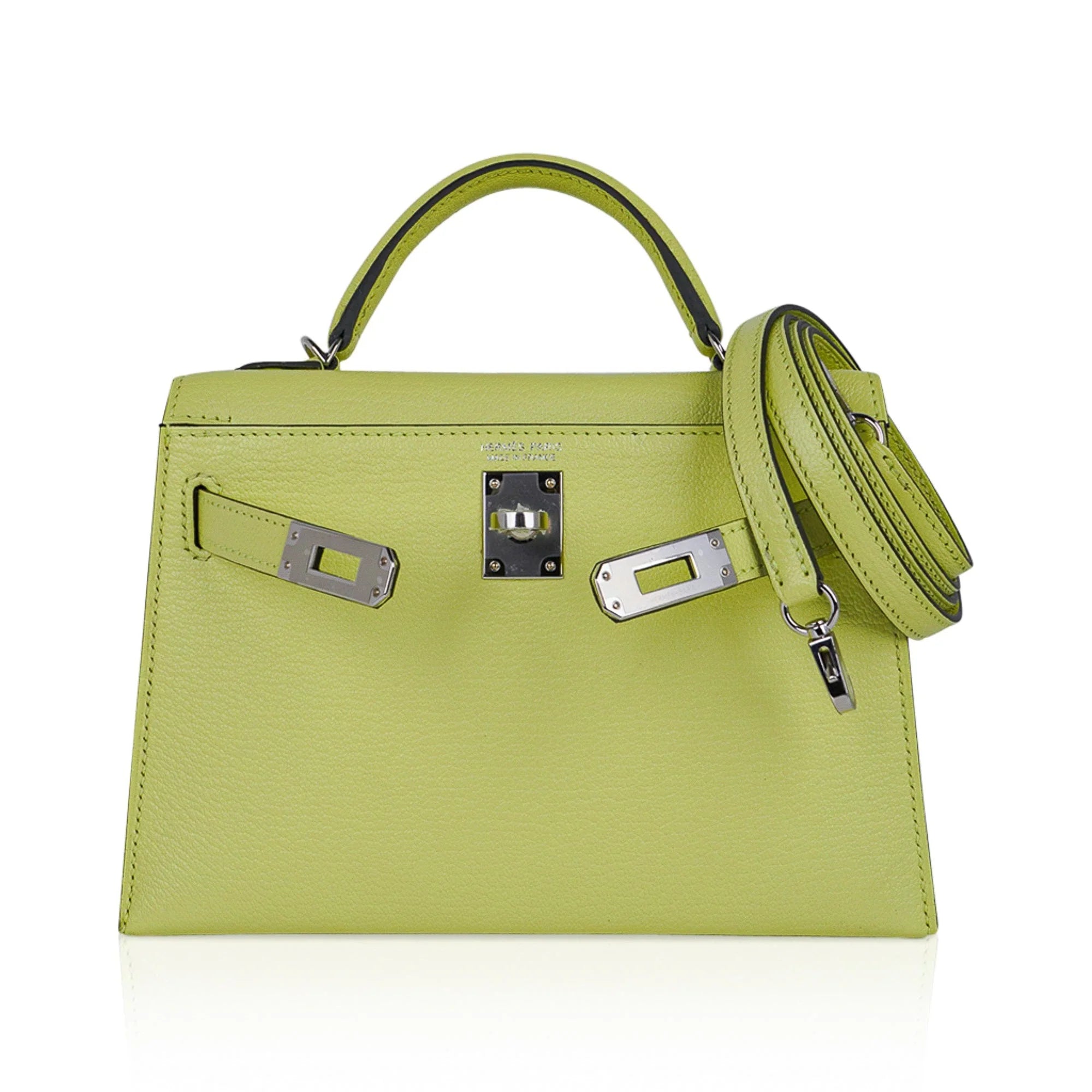 Mini Kelly 20 Bag Sellier Jaune Bourgeon Chevre Leather with Palladium Hardware