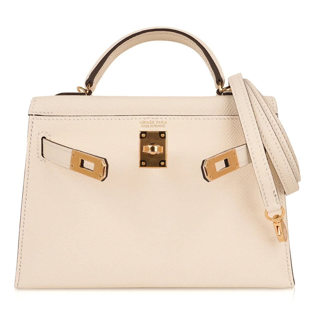 Mini Kelly 20 Bag Sellier Nata Epsom with Gold Hardware