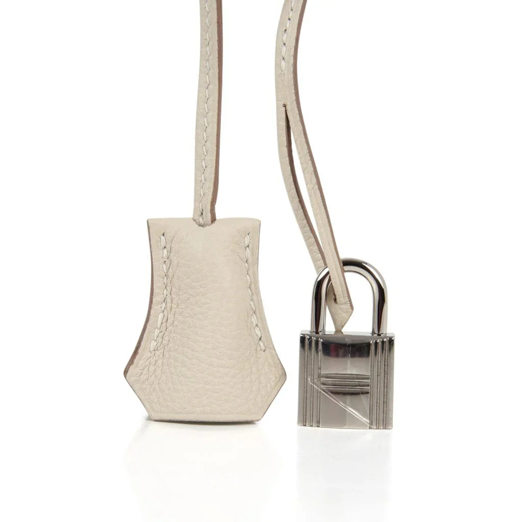 Limited Edition Kelly 32 Retourne Bag Au Galop Craie Togo Leather with Palladium Hardware