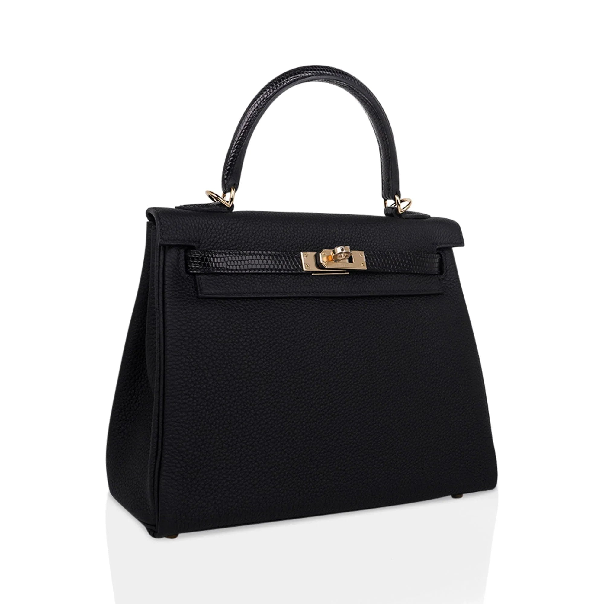 Kelly Touch 25 Retourne Bag Black Lizard / Togo Permabrass Hardware