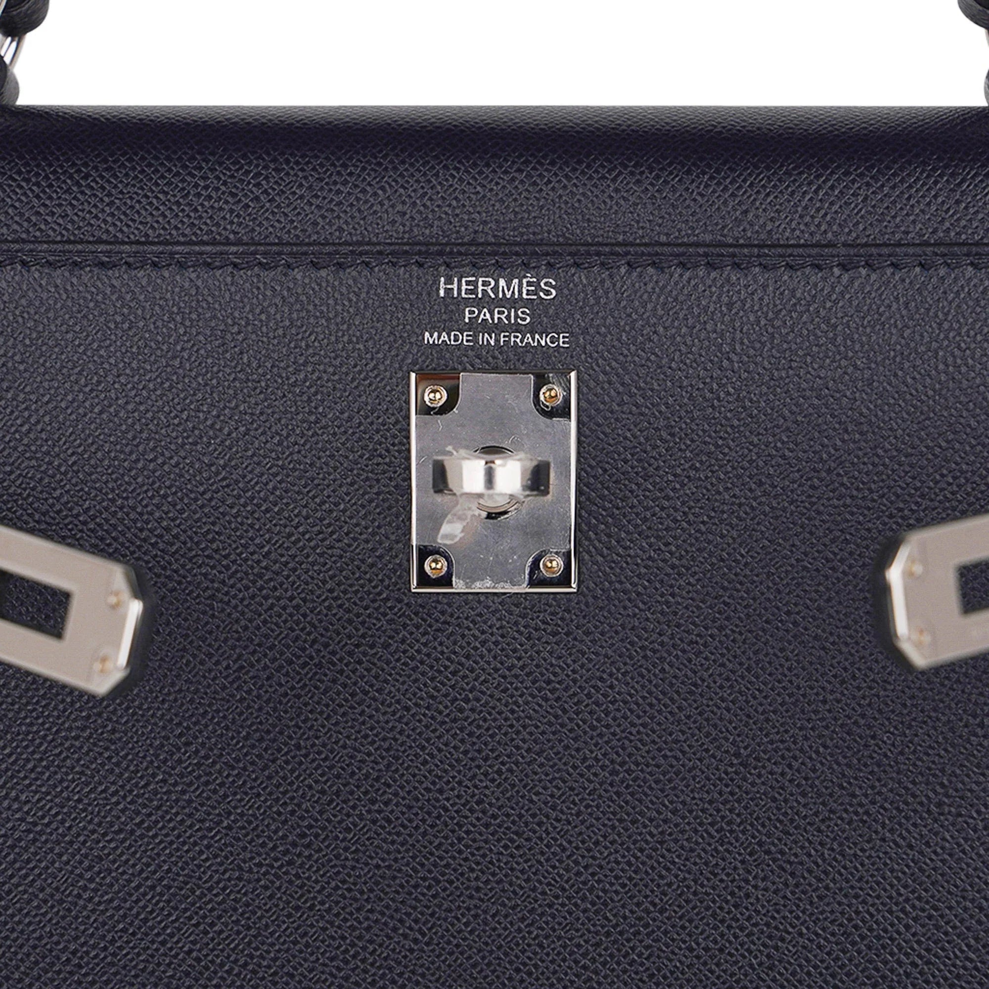 Verso Kelly Sellier 25 Bag Bleu de Minuit & Etrusque Veau Madame Leather with Palladium Hardware