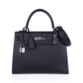 Verso Kelly Sellier 25 Bag Bleu de Minuit & Etrusque Veau Madame Leather with Palladium Hardware