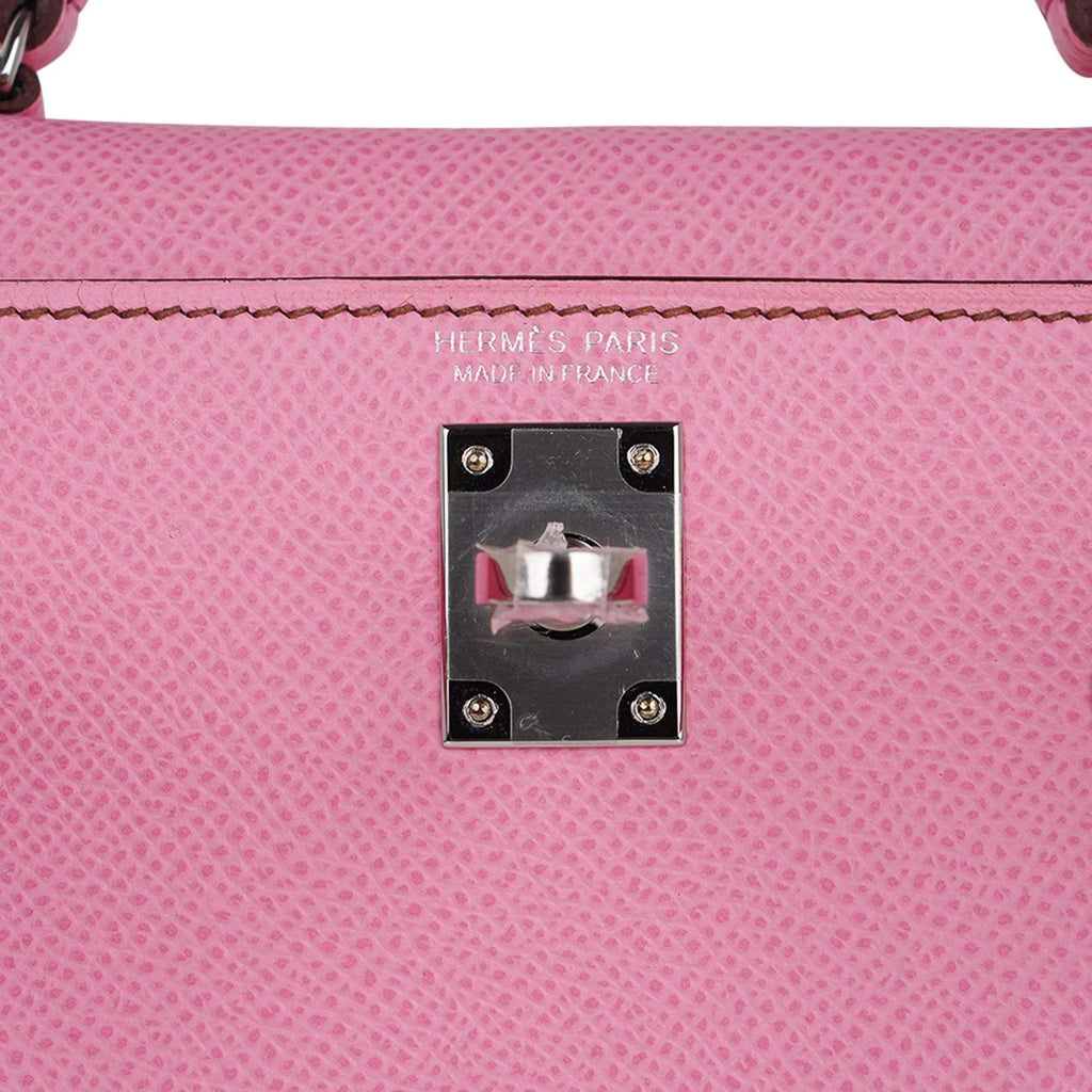 Mini Kelly 20 Sellier Bag in 5P Pink Bubblegum Epsom Leather with Palladium Hardware
