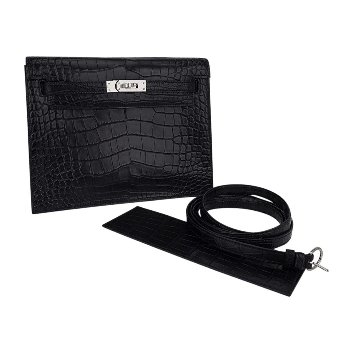 Limited Edition Kelly Danse Bag Matte Black Crocodile