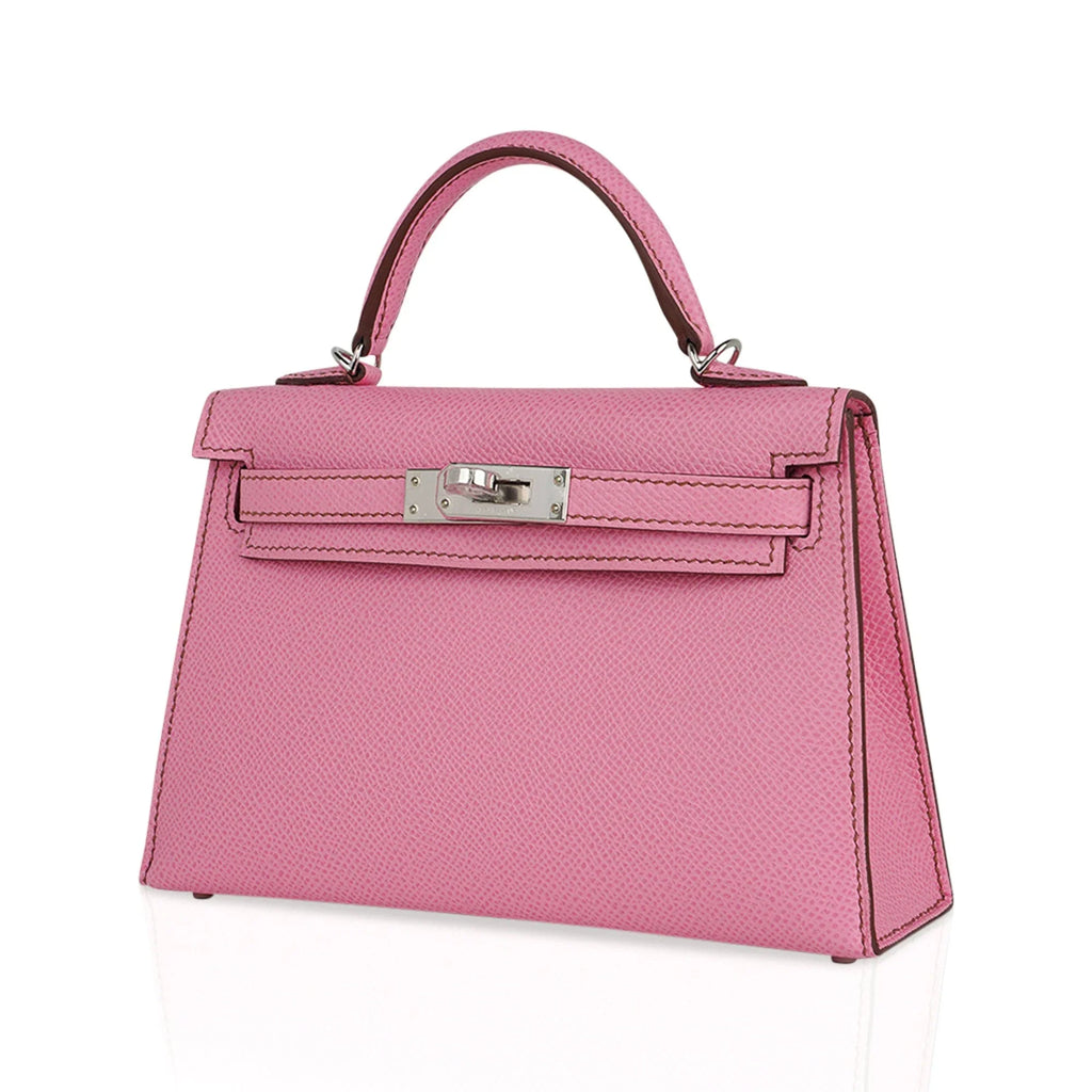 Mini Kelly 20 Sellier Bag in 5P Pink Bubblegum Epsom Leather with Palladium Hardware