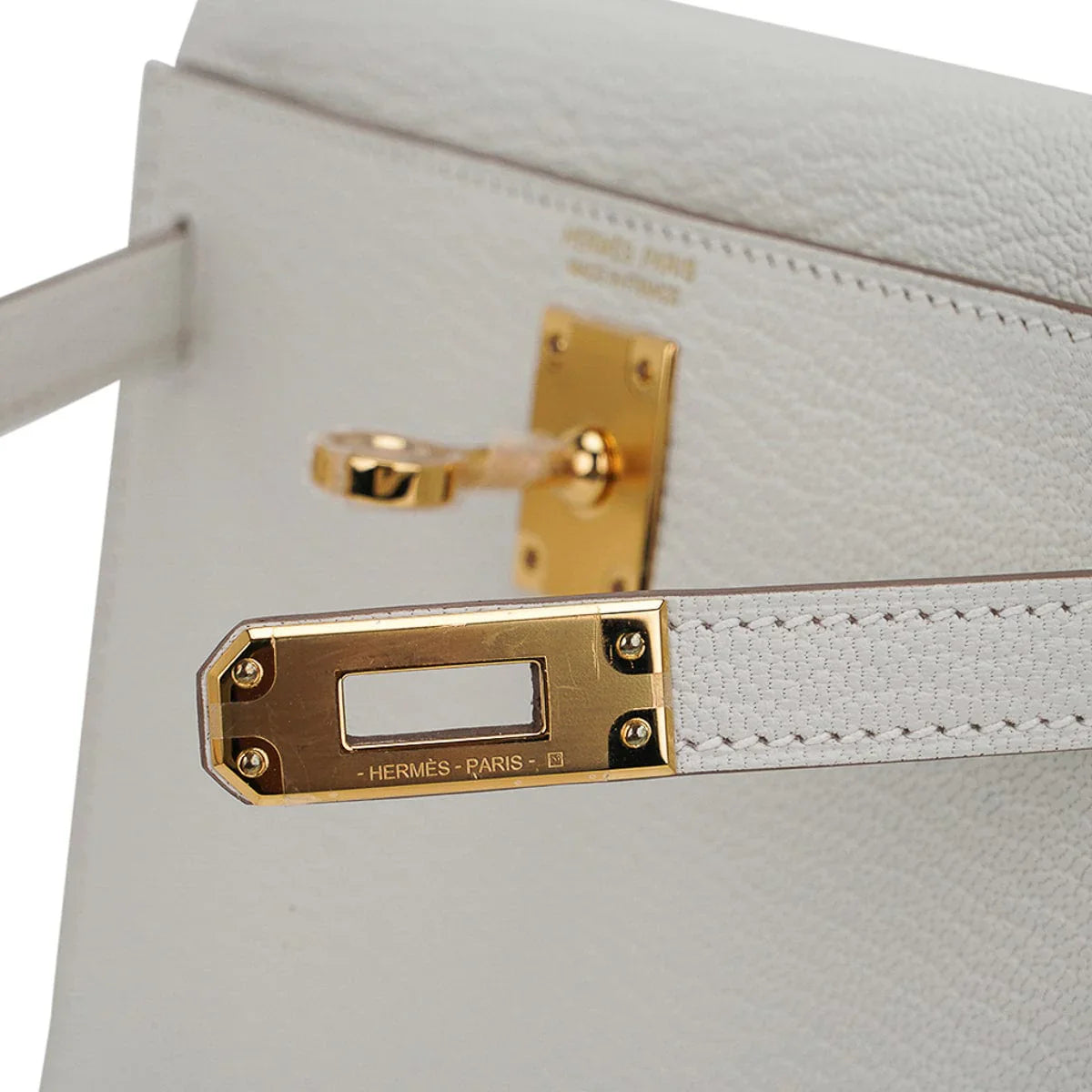 Mini Kelly 20 Bag Sellier Mushroom Chevre with Gold Hardware
