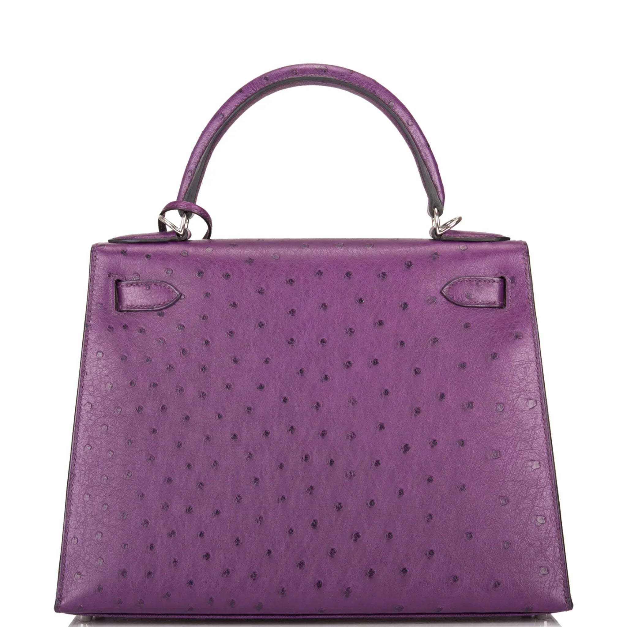 Kelly Violine Sellier Ostrich with Palladium Hardware