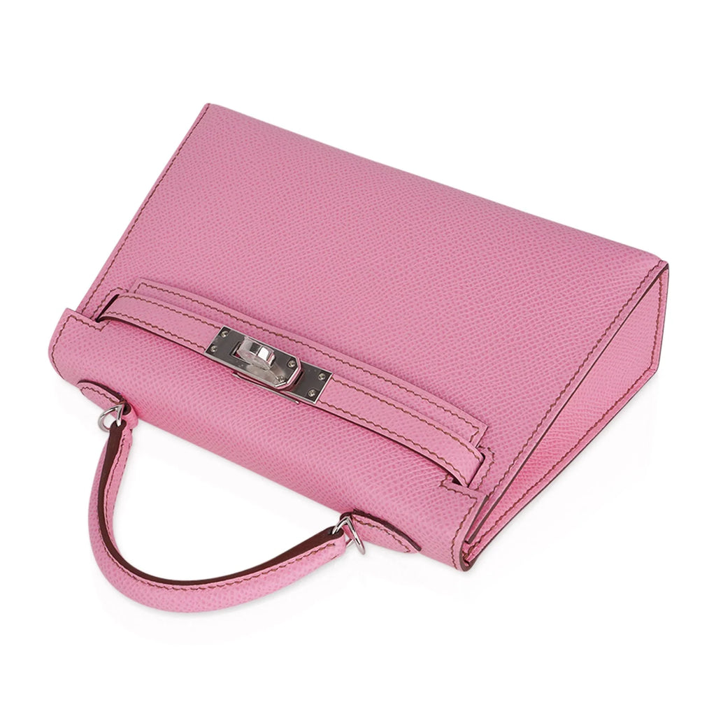 Mini Kelly 20 Sellier Bag in 5P Pink Bubblegum Epsom Leather with Palladium Hardware