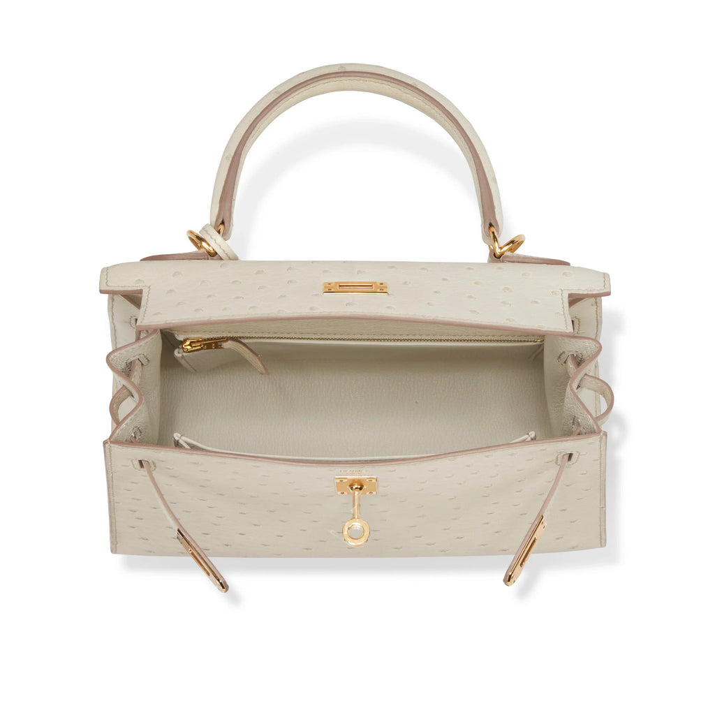 Kelly With Beton Ostrich Sellier Gold Harrdware