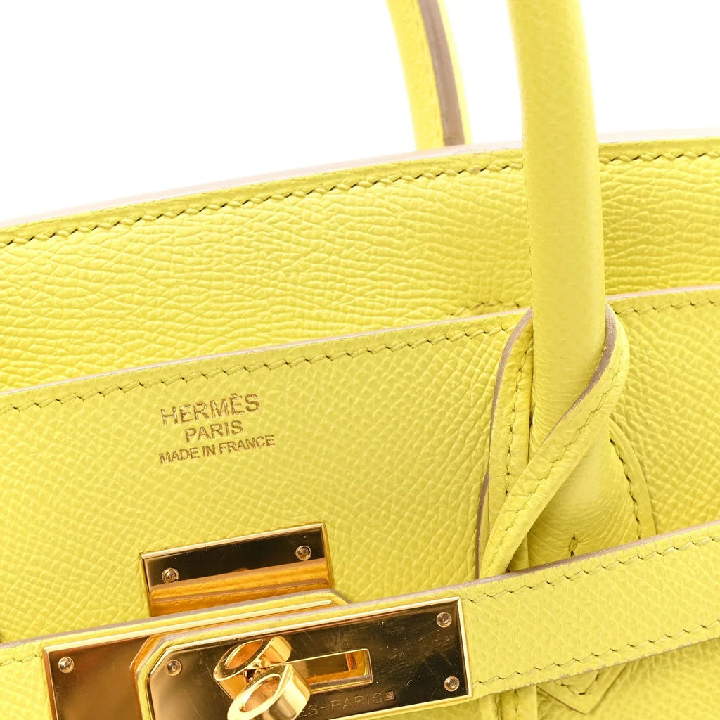 Birkin25 Sellier Jaune Milton Veau Epsom Silver Handbag