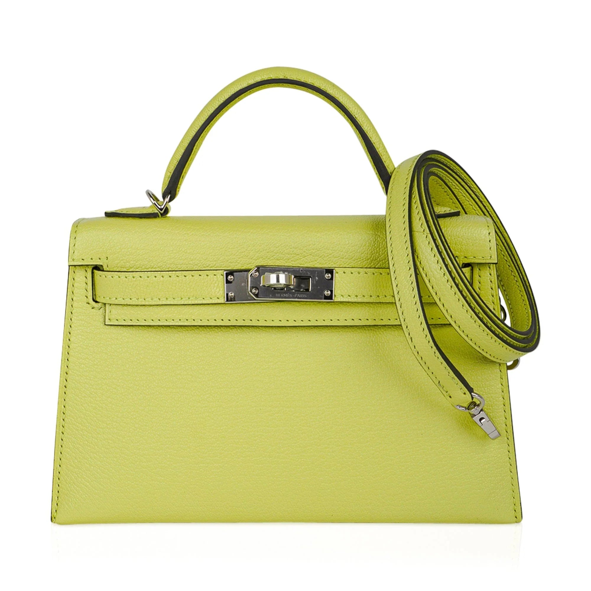 Mini Kelly 20 Bag Sellier Jaune Bourgeon Chevre Leather with Palladium Hardware